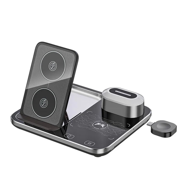 Kaxinsi KM27  4 in 1 Wireless Charging Station - Modern Style, Compatible with Smartwatches, Cellular Phones, Speakers - USB-C Connectivity