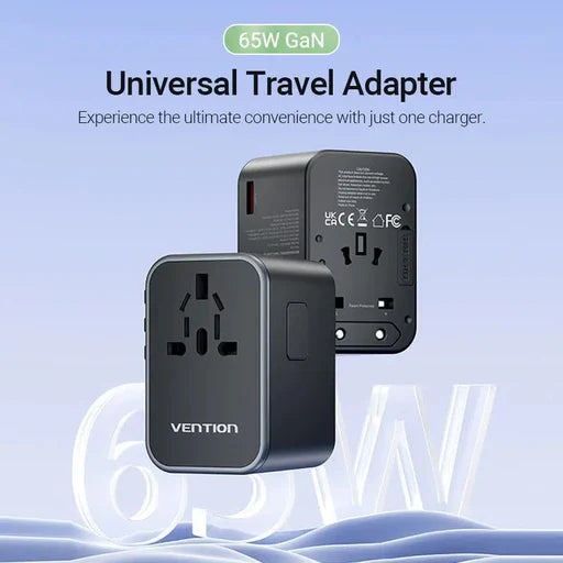 Vention 3-Port USB Universal Travel Adaptor – Fast Charging & Worldwide Compatibility