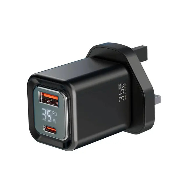 Dadu  PD35W Gan Display Screen USB+C Fast Charger Uk Plug - Black
