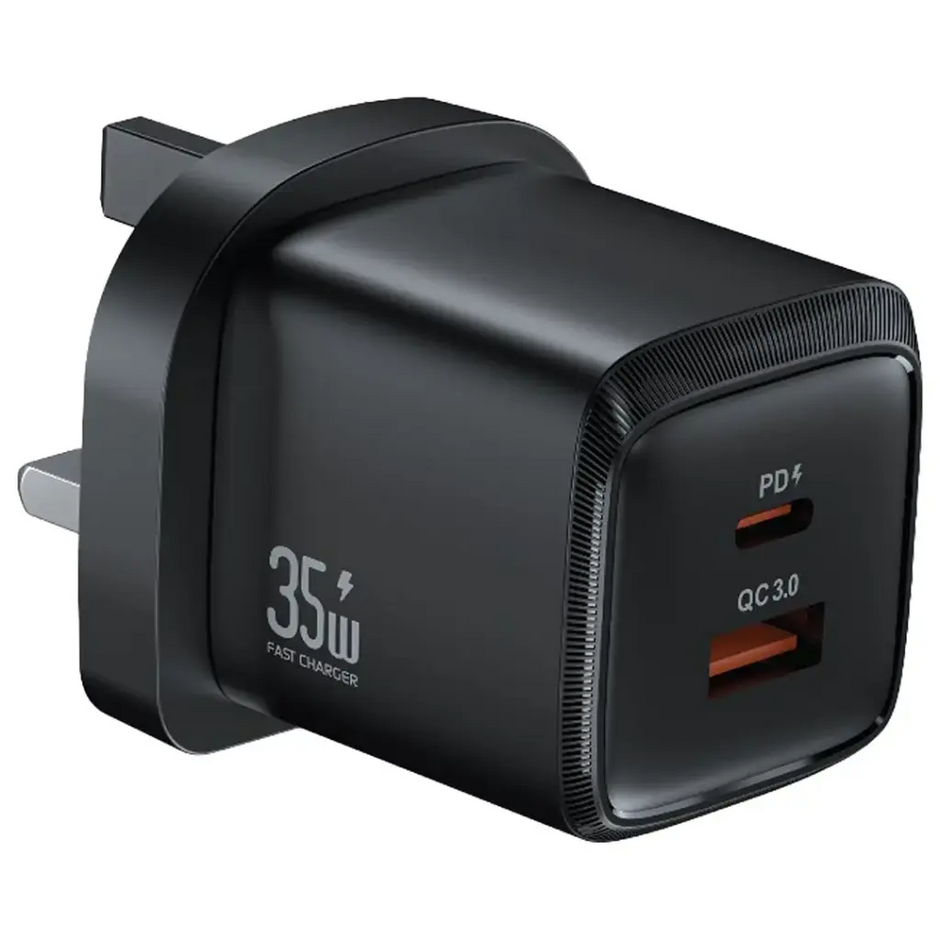 Dadu  PD35W Gan Display Screen USB+C Fast Charger Uk Plug - Black