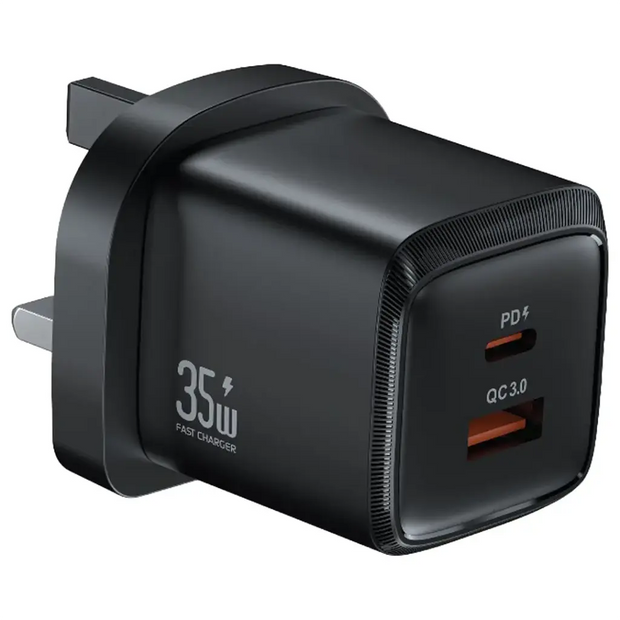 Dadu  PD35W Gan Display Screen USB+C Fast Charger Uk Plug - Black