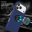 Cases Cover For iPhone 17 Pro Case PC + TPU Phone Cover with Rotatable Ring Holder - Blue