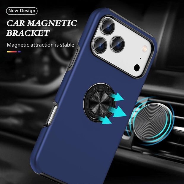 Cases Cover For iPhone 17 Pro Case PC + TPU Phone Cover with Rotatable Ring Holder - Blue