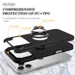 Cases Cover For iPhone 17 Pro Case PC + TPU Phone Cover with Rotatable Ring Holder - Black