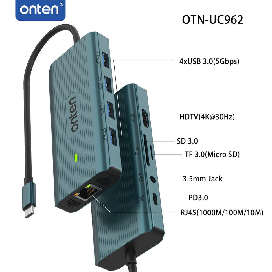 Onten 9-in-1 USB-C Multi-Function Docking Station – Ultimate Connectivity Hub