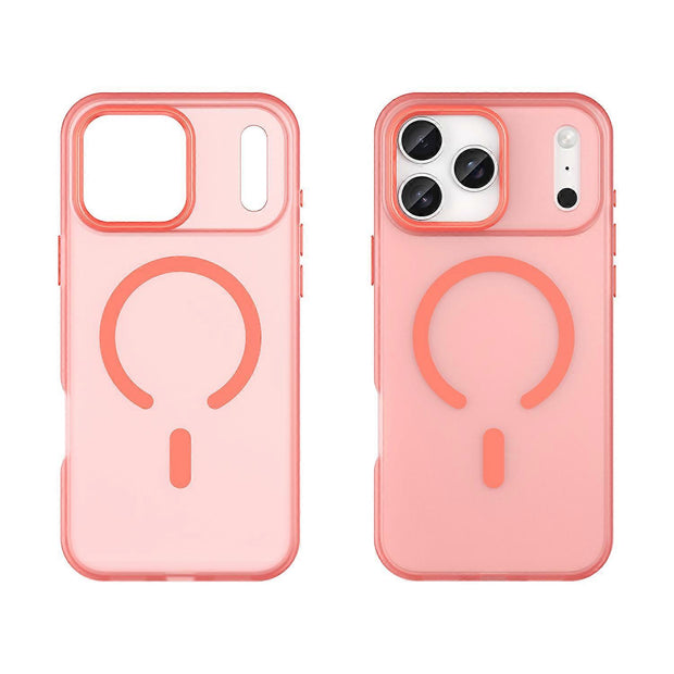 For iPhone 17 Pro Max Case Compatible with MagSafe TPU + PC Matte Translucent Phone Back Cover Red