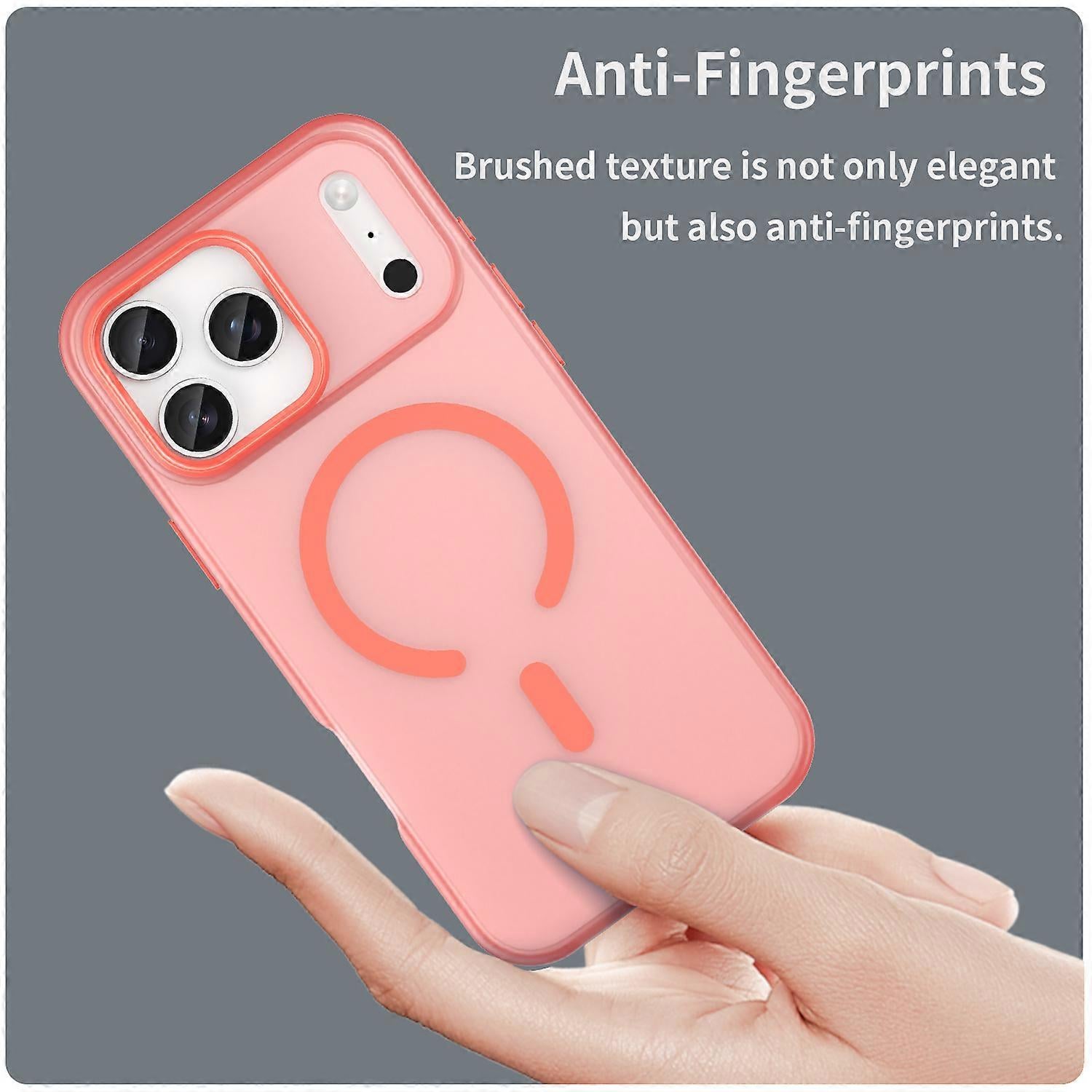 For iPhone 17 Pro Max Case Compatible with MagSafe TPU + PC Matte Translucent Phone Back Cover Red