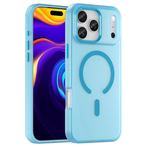 For iPhone 17 Pro Max Case Compatible with MagSafe TPU + PC Matte Translucent Phone Back Cover Blue