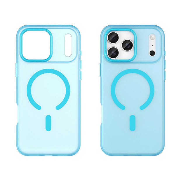 For iPhone 17 Pro Max Case Compatible with MagSafe TPU + PC Matte Translucent Phone Back Cover Blue