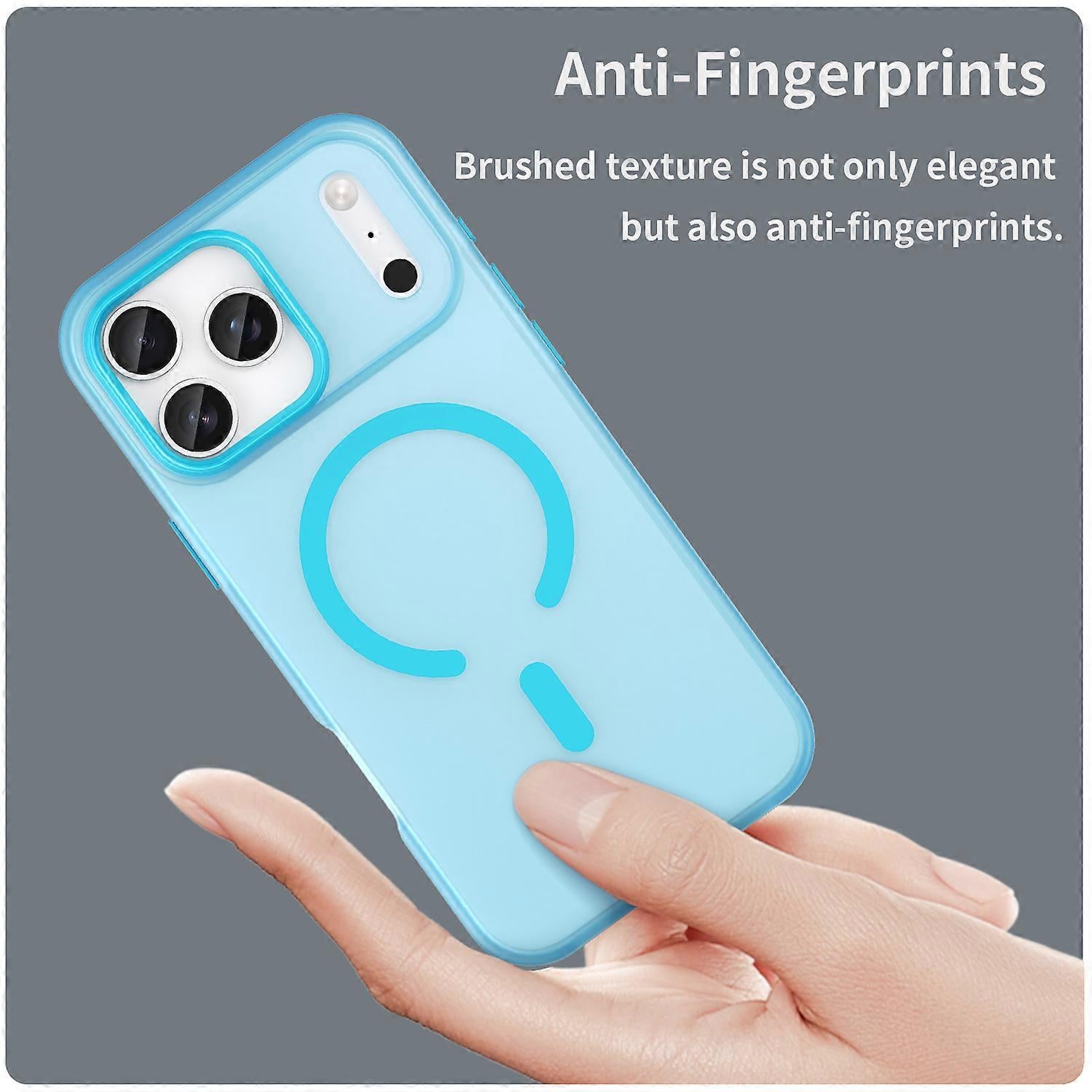 For iPhone 17 Pro Max Case Compatible with MagSafe TPU + PC Matte Translucent Phone Back Cover Blue