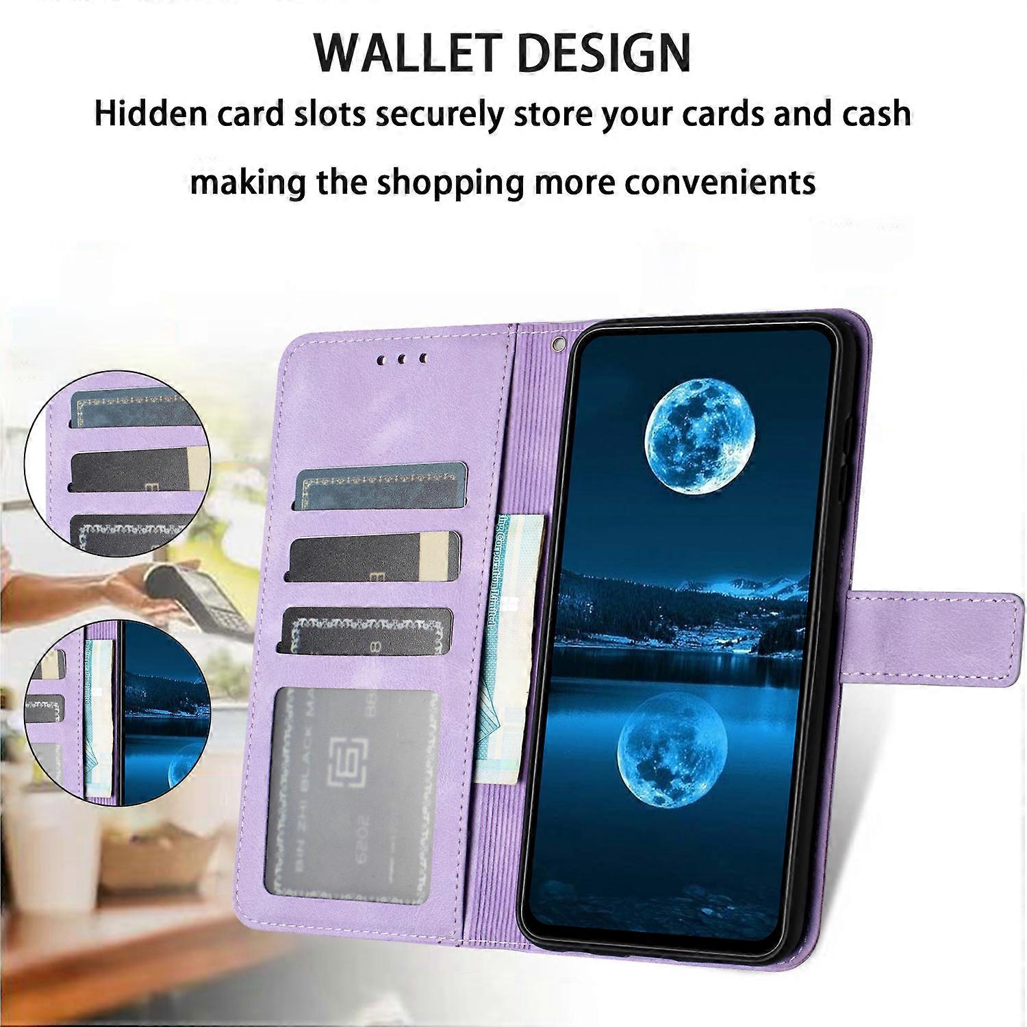 TKdaddy For iPhone 17 Pro Case Solid Color Leather Wallet Protective Phone Cover Purple