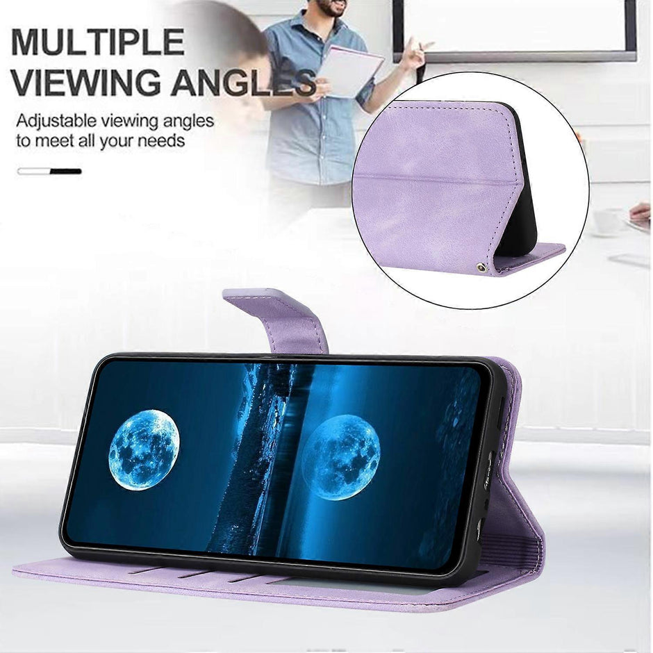 TKdaddy For iPhone 17 Pro Case Solid Color Leather Wallet Protective Phone Cover Purple