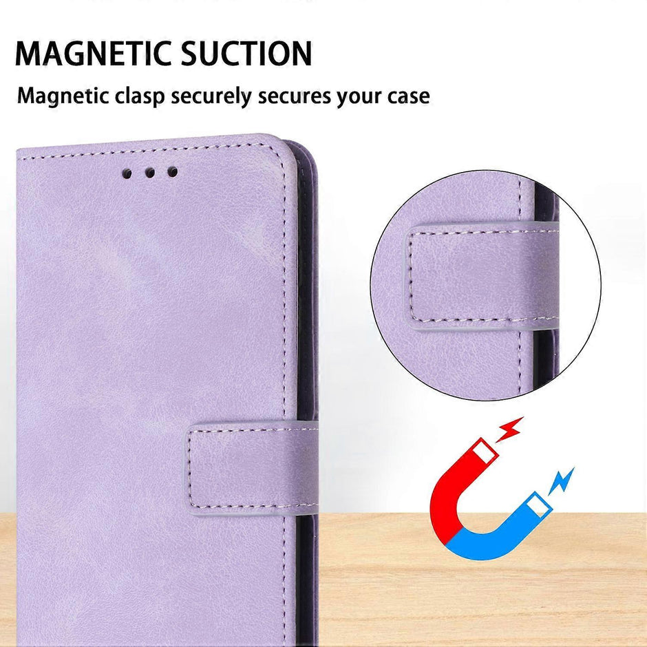 TKdaddy For iPhone 17 Pro Case Solid Color Leather Wallet Protective Phone Cover Purple