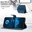 TKdaddy For iPhone 17 Pro Max Case Solid Color Leather Wallet Protective Phone Cover Blue