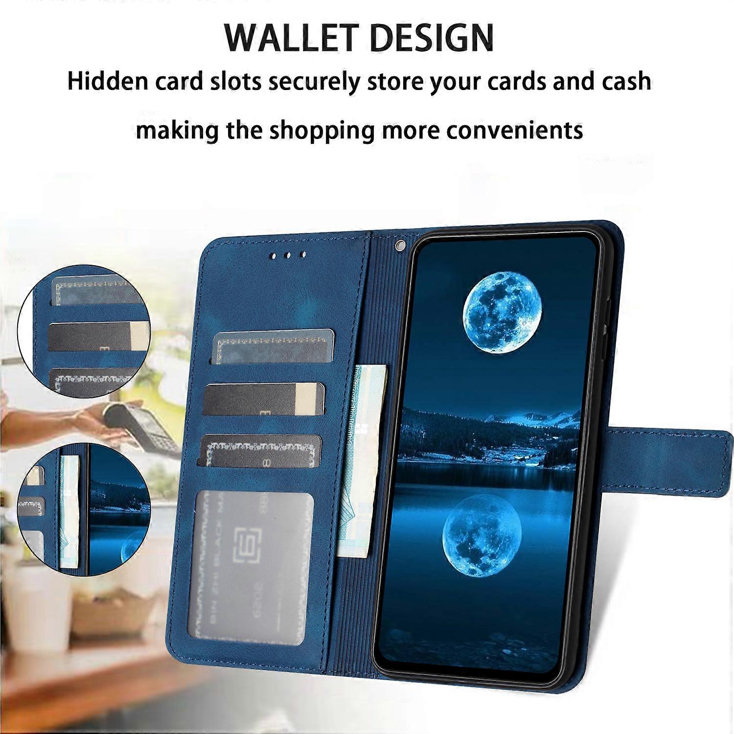 TKdaddy For iPhone 17 Pro Max Case Solid Color Leather Wallet Protective Phone Cover Blue