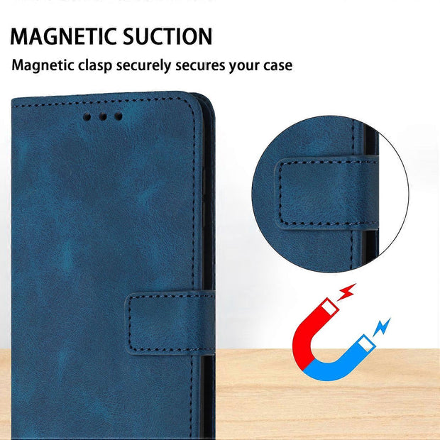 TKdaddy For iPhone 17 Pro Max Case Solid Color Leather Wallet Protective Phone Cover Blue