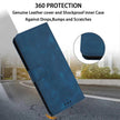 TKdaddy For iPhone 17 Pro Max Case Solid Color Leather Wallet Protective Phone Cover Blue