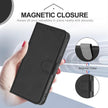 TKdaddy For iPhone 17 Pro Leather Case Solid Color Phone Cover with Wallet Black