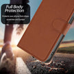 TKdaddy For iPhone 17 Pro Leather Case Solid Color Phone Cover with Wallet Camel