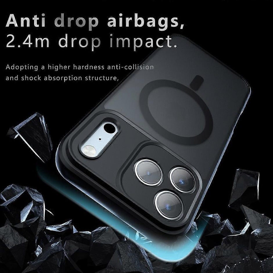For iPhone 17 Pro Max Case Compatible with MagSafe TPU+PC Matte Phone Cover- Black