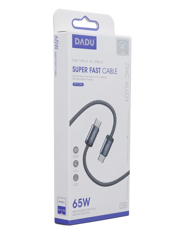 DADU super fast silicone charging cable 65W type C to type C