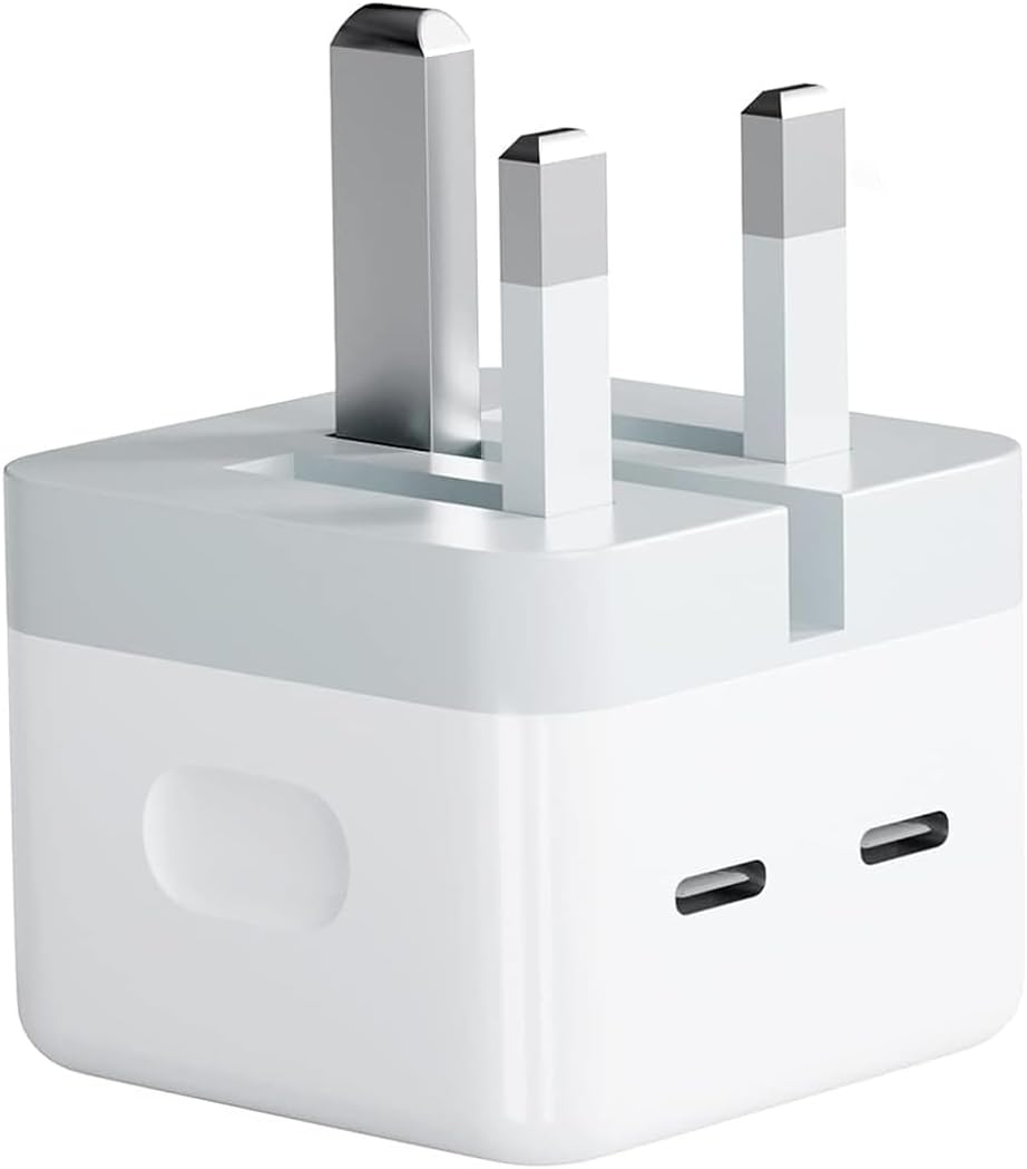 Dadu 50W Super Fast Dual USB-C Charger Plug with Cable – Foldable 2-Port Adapter