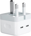 Dadu 50W Super Fast Dual USB-C Charger Plug with Cable – Foldable 2-Port Adapter