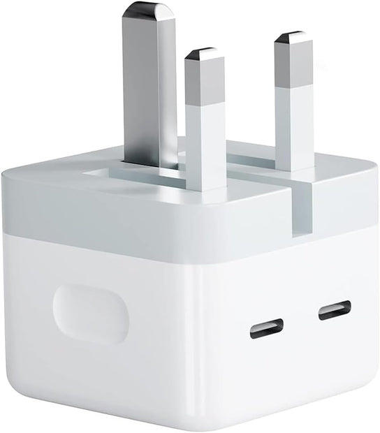 Dadu 50W Super Fast Dual USB-C Charger Plug with Cable – Foldable 2-Port Adapter