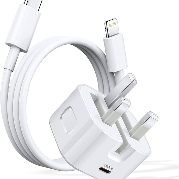 USB-C 20W Power Adapter with 1M Fast Charging Cable – White
