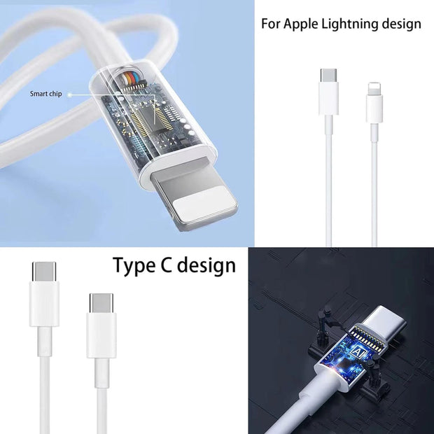 Dadu 50W Super Fast Dual USB-C Charger Plug with Cable – Foldable 2-Port Adapter