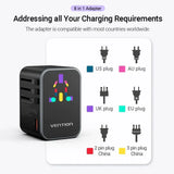 Vention 3-Port USB Universal Travel Adaptor