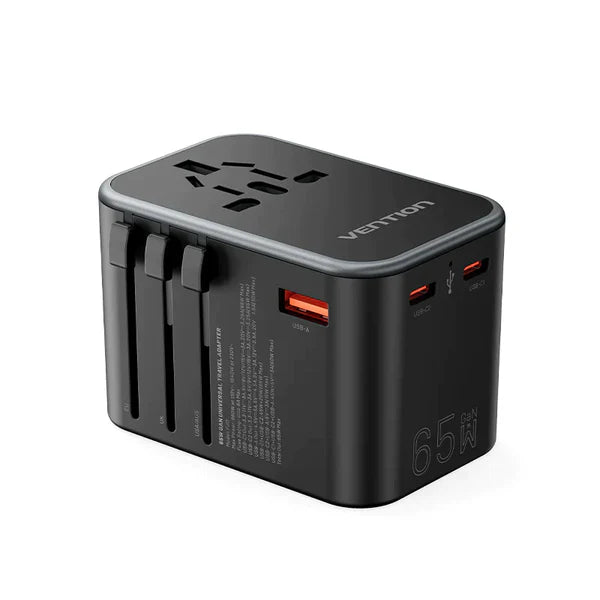 Vention 3-Port USB Universal Travel Adaptor – Fast Charging & Worldwide Compatibility