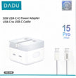 Dadu 50W Super Fast Dual USB-C Charger Plug with Cable – Foldable 2-Port Adapter