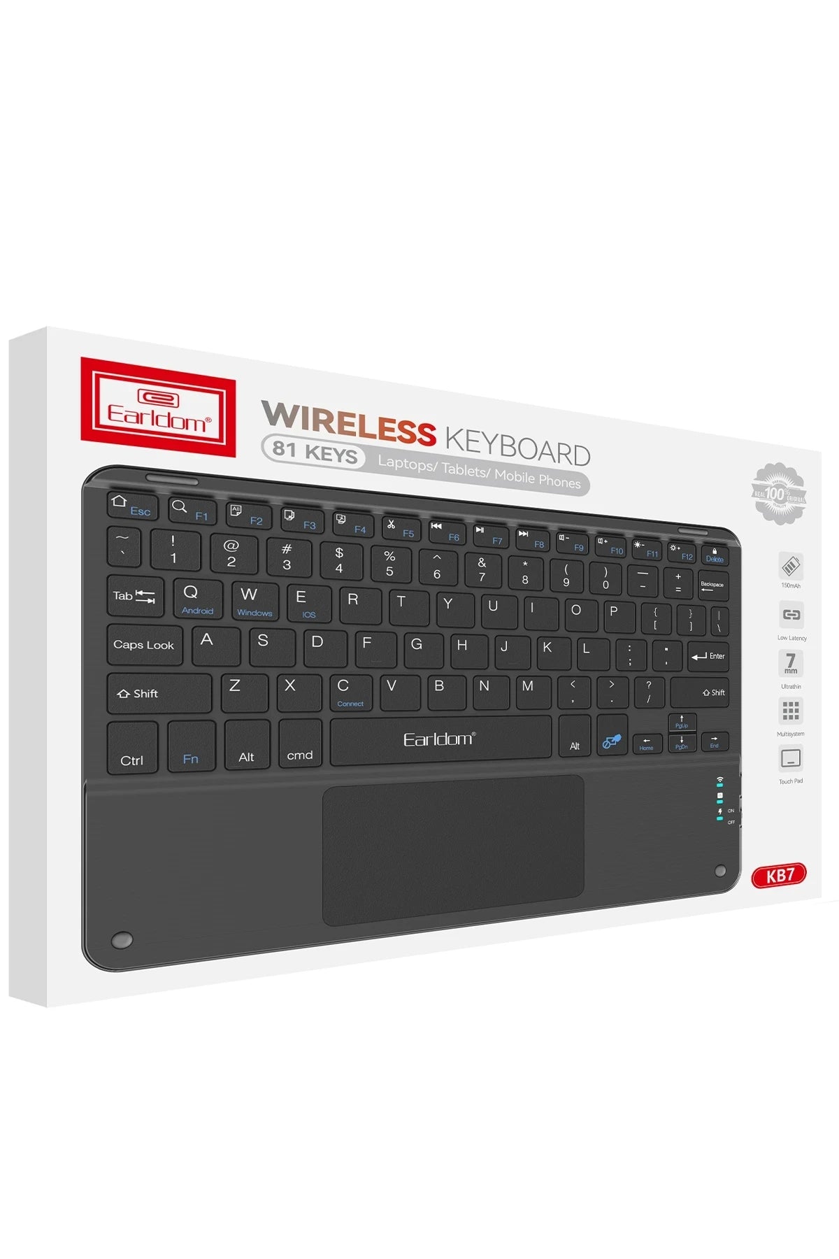 Earldom Wireless Bluetooth Keyboard | 81 Keys Ultra-Thin Rechargeable for Laptop ,Mobile Phones,Tablets