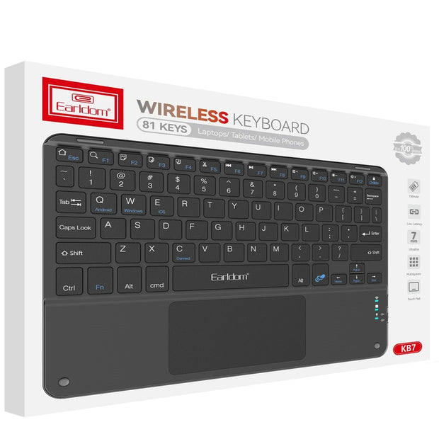 Earldom Wireless Bluetooth Keyboard | 81 Keys Ultra-Thin Rechargeable for Laptop ,Mobile Phones,Tablets