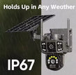 Wireless Outdoor Smart Solar Camera Three lens V380 Bullet Dome linkage camera Wifi 128GB memory PTZ 360