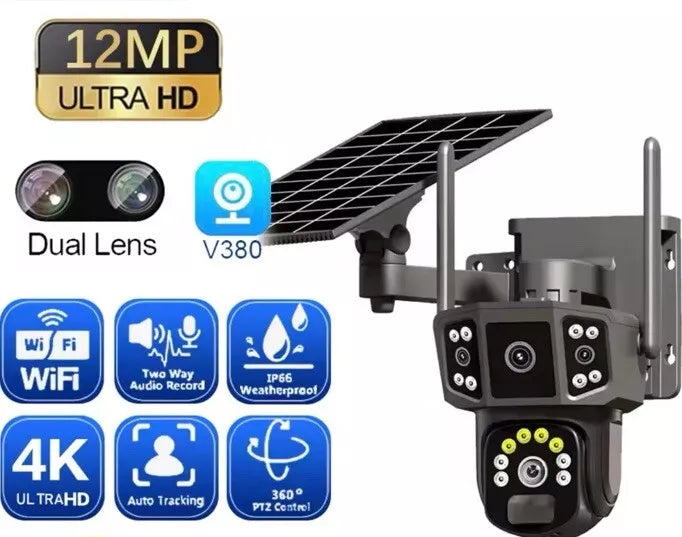 Wireless Outdoor Smart Solar Camera Three lens V380 Bullet Dome linkage camera Wifi 128GB memory PTZ 360