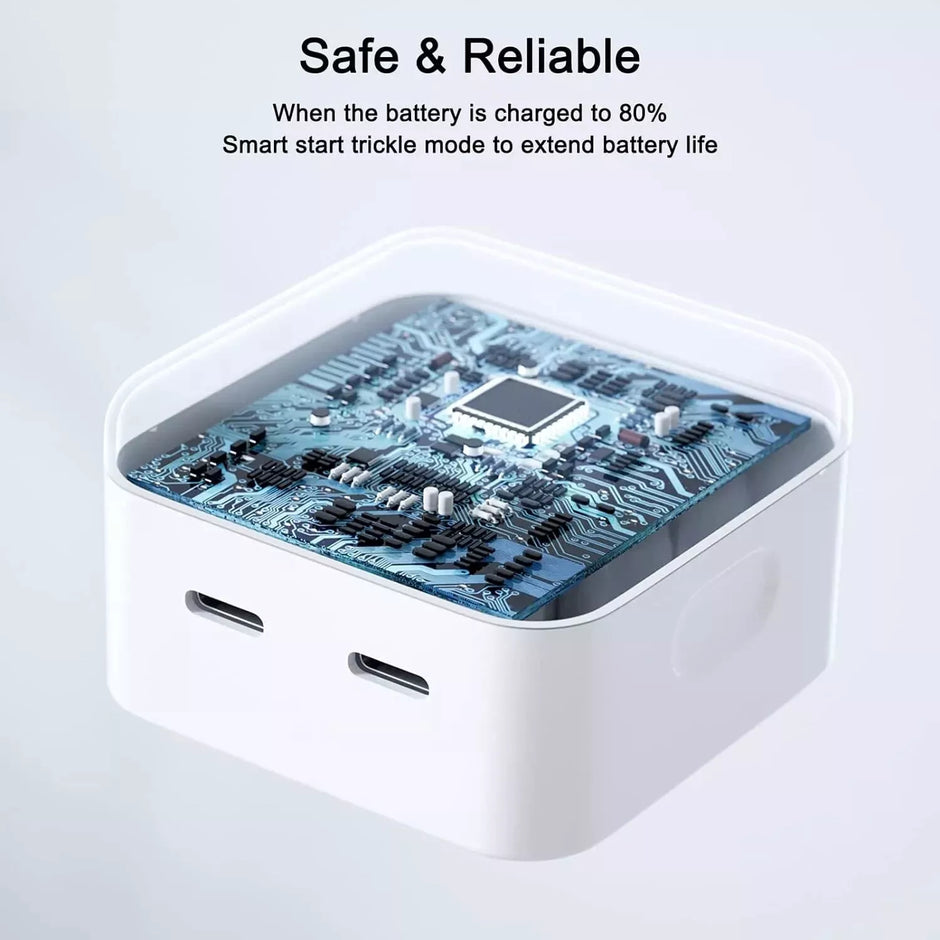 Dadu 50W Super Fast Dual USB-C Charger Plug with Cable – Foldable 2-Port Adapter