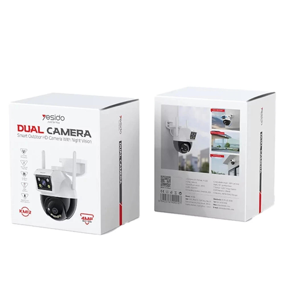 Yesido KM12 4MP Dual Lens Smart Outdoor HD Camera With Night Vision UK Plug