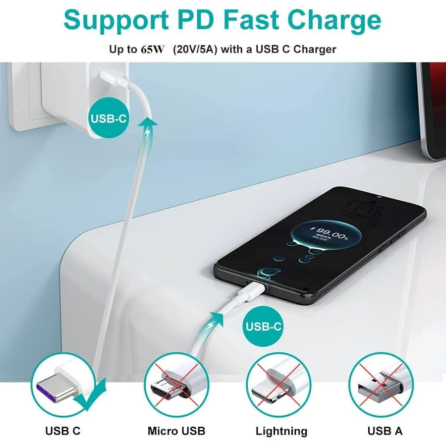 DADU super fast silicone charging cable 65W type C to type C
